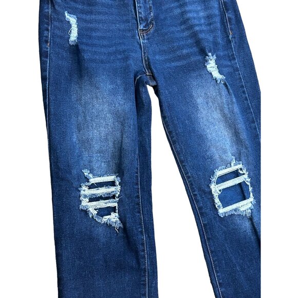 ALEX High Rise Curvy Straight Ankle Jeans in Dark Distressed Wash Size 8 - Picture 6 of 6